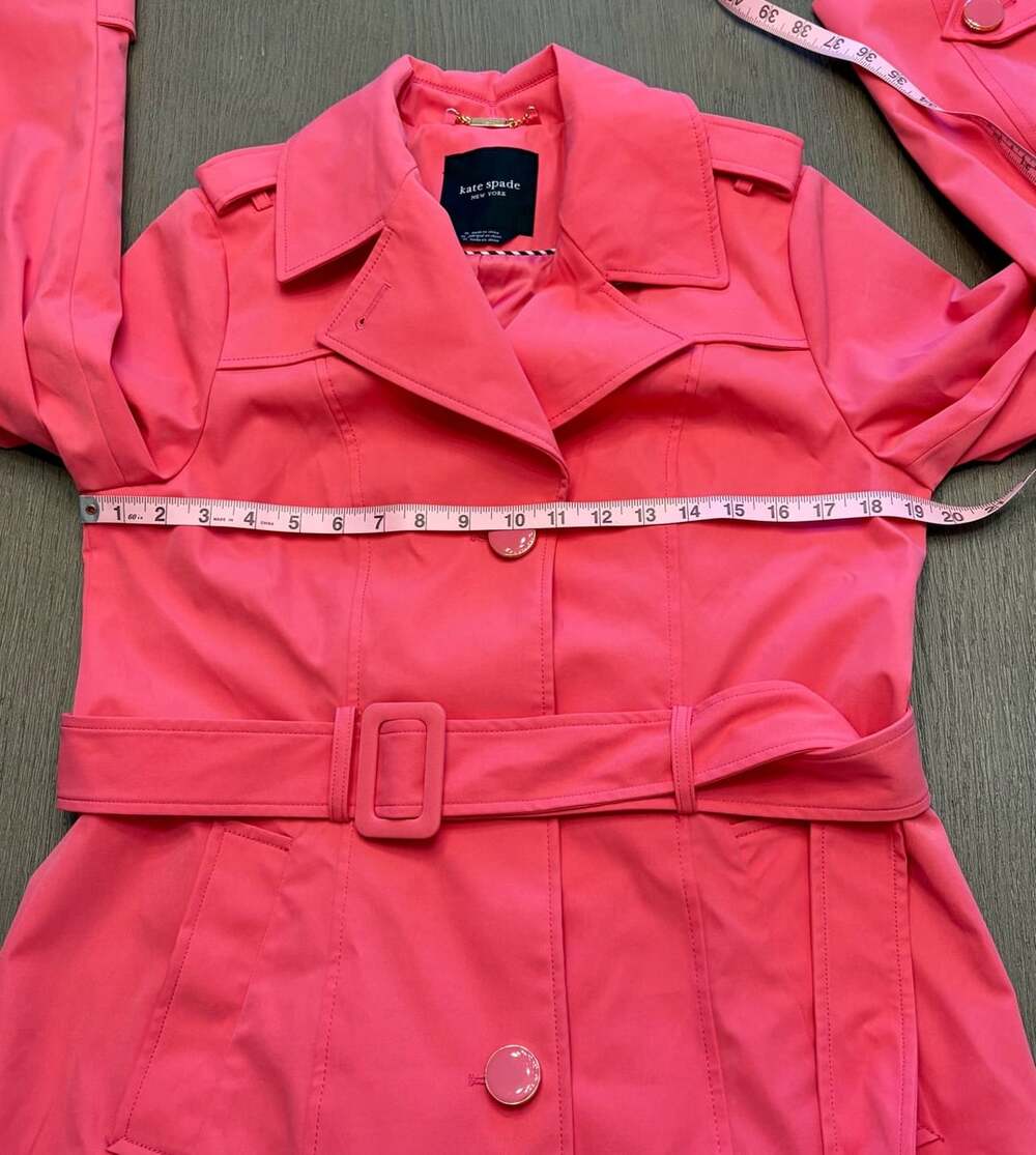 NWOT Kate Spade Coral Pink Belted Trench Coat M - Picture 8 of 14